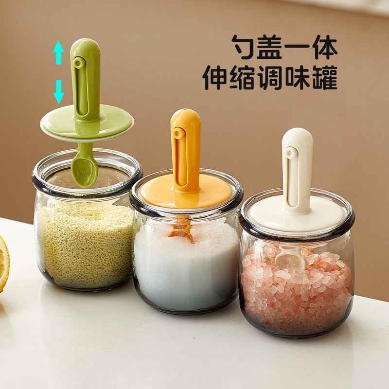 Glass Seasoning Jar with Spoon Lid – Modern Kitchen Spice Container - Image 5